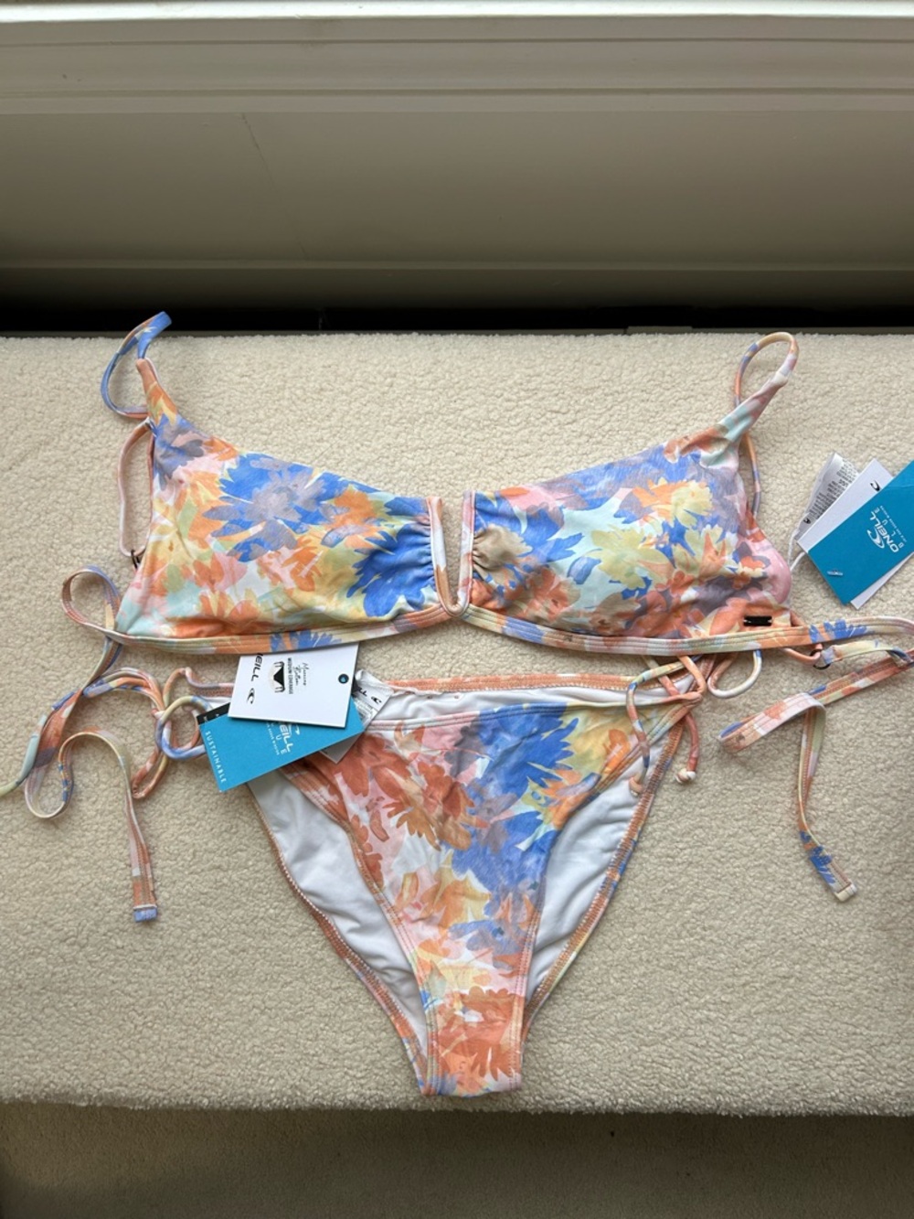 O'Neill Pastel Floral Tie Bikini Top and Bottom